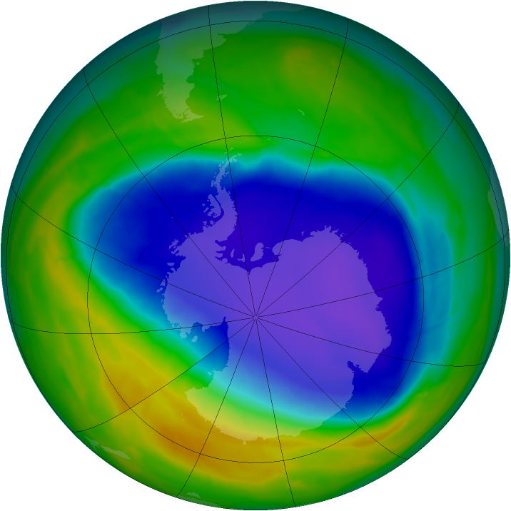 Antarctic ozone map for 16 October 2008